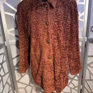 Verve USA Brown Textured Teddy Coat Jacket — Size Large